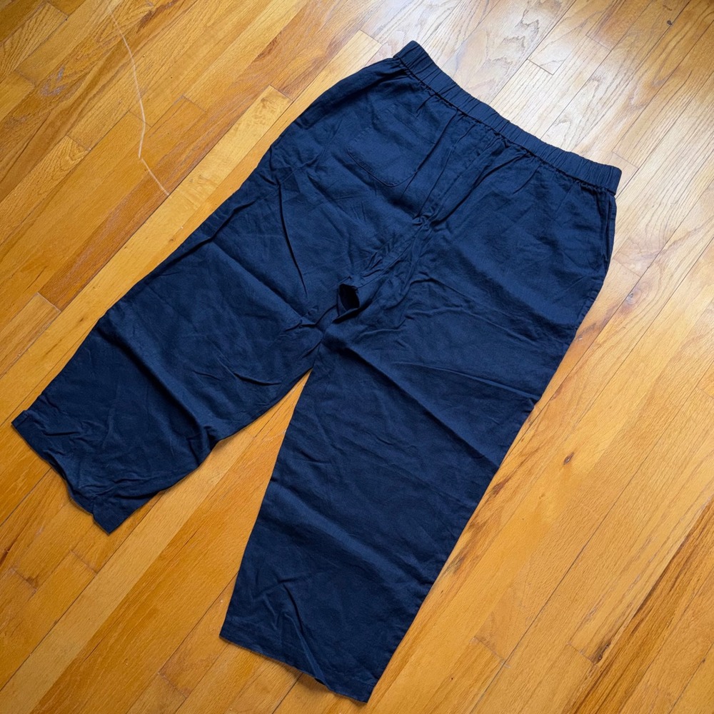 NEW Quince Deep Navy Blue Linen Pants Wide Leg Minimalist 1X Beachy Coastal - Picture 9 of 12
